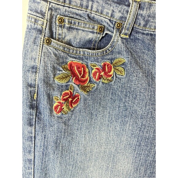 Crazy Horse Womens 12 Embroidered Floral Blue‎ Denim Jeans - Picture 10 of 11